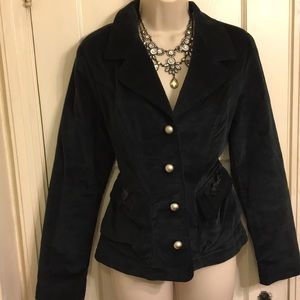 EUC Gorgeous velveteen dark navy London Fog blazer